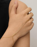 PAVOI 14K Gold Plated Hand Chains for Women - Adjustable Hand Chain Bracelet and Ring - Trendy Gold Handchain Bracelet Stack Summer Jewelry - Beads, Pearl, and Cubic Zirconia Body Jewelry - style: Beads