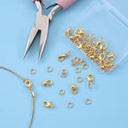 30pcs Lobster Claw Clasps & Jump Rings, 18K Gold Plated Metal Lobster Clasps, Jump Rings Jewelry Finding Kit for Necklace Bracelet Jewelry Making - color: 18K Gold-30pcs