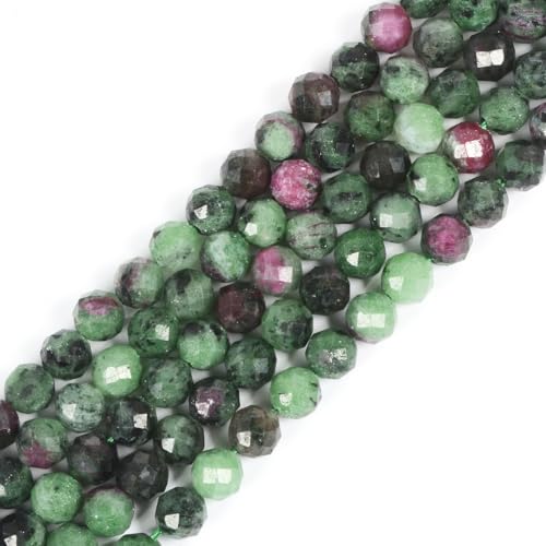 6mm Green Ruby Zoisite Faceted Gemstone Round Loose Beads Strand 15.5-16" DIY Jewelry Making - color: Green Ruby Zoisite