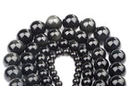 Bymitel 90 pcs Natural Genuine Real Round Loose Stone Beads Gemstone Spacers for Charm DIY Jewelry Making 15.5" per Strand 4mm (Black Obsidian, 4mm) - color: Black Obsidian, size: 4mm