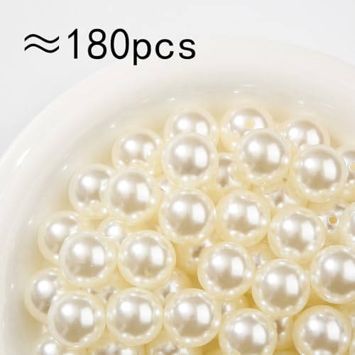 20mm White Pearl Beads 180pcs Chunk Bubblegum Bead Acrylic Pen Ball Beads for Pen Bag Jewelry Making Necklace Bracelets (White Pearl) - color: white pearl