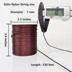 LUSTEMBER 330 Feet Satin Nylon String, 1 mm Silky Smooth Durable Nylon Cord for Jewelry Making, Bracelets, Beading, Necklaces, Macrame, Kumihimo, Rattail, and Chinese Knot Craft - size: Brown