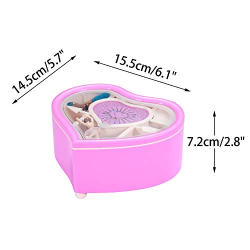 TMEEIHNSS Rainbowie Heart Musical Jewelry Box, Musical Jewelry Storage Box with Dancing Girl,Arrow Design Christmas Gift (pink) - color: Pink
