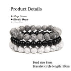 3 PCS Healing Crystal Bracelets for Women 8mm Natural Stone Beaded Stretch Bracelet Amethyst Jewelry Gifts - color: 10 8mm Map Stone & Howlite