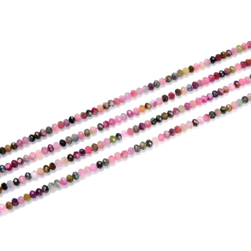 Adabele 30 Inch Natural Pink Tourmaline Healing Gemstone 4mm x 3mm Tiny Small Faceted Round Rondelle Loose Beads Stone Spacer (250-270pcs) for Craft Jewelry Making GK-B1 - color: Pink Tourmaline, size: 4mm x 3mm - 30 inch/2 strands