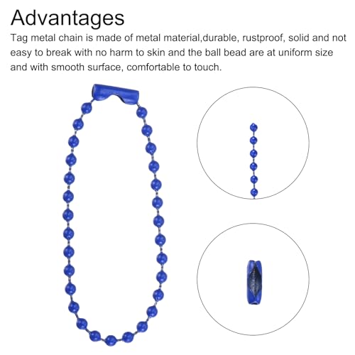 MECCANIXITY Ball Bead Chain Beaded Necklace Chains 5 Inch Adjustable Metal Ball Chains 2.4mm/0.1inch Keychain for Jewelry Making,DIY Craft Projects,Pack of 36(Blue) - color: Blue