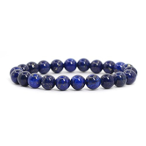 Justinstones Gem Semi Precious Gemstone 8mm Round Beads Stretch Bracelet 7 Inch Unisex - color: Dyed Lapis
