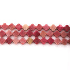 8mm Natural Red Wood Grain Gemstone Faceted Clovers Beads Four-Leaf Spacer Loose Beads for DIY Jewelry Making Beads - color: Red Wood Grain