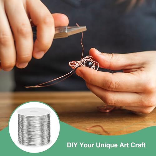 M METERXITY 2Roll 0.4mm Jewelry Wire, 26 Gauge 328FT Craft Wire Copper Beading Wire for Jewelry Making/Planting/Weaving/DIY Crafting, Soft Metal Wires [100M, Silver] - color: Silver, size: 26 Gauge 328FT
