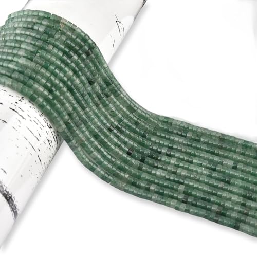 300pcs Natural Green Aventurine Heishi Spacer Beads 2x4mm Genuine Real Disc Stone Beading DIY Charm Smooth Loose Gemstone Beads for Jewelry Making Bracelets Necklaces Earrings Crafts - color: Green Aventurine