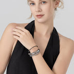 FANCY SHINY Mothers Day Gifts Boho Leather Wrap Bracelet Stackable Infinity Chunky Cuff Bracelets Western Hippie Outfits Jewelry Valentine Gifts for Women - color: Grey