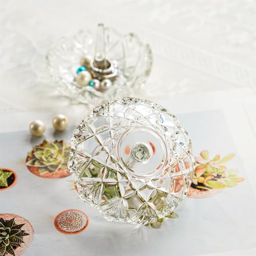 H&D HYALINE & DORA Clear Crystal Ring Holder, Glass Jewelry Dish, Display for Wedding, Wavy Shape Gift for Mom, Wife, Girl - color: Clear