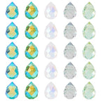 50Pcs Green Faceted Glass Teardrop Beads Electroplate Transparent Crystal Teardrop Charm Beads Top Drilled Drop Spacer Bead Water Drop Chandelier Charms for Earring Necklace Jewelry Making - color: Green