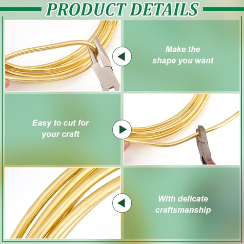 BENECREAT 9.84 Feet Solid Brass Wire, 6 Gauge Round Soft Brass Wire for Jewelry Making Craft Gem Wrapping - color: Gold, size: 6 Gauge