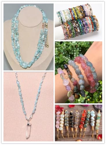 6-8mm Natural Labradorite Nuggets Oval Free Tumbled Pebble Semi Precious Gemstone Loose Stone Beads Approx 15.5 inch for DIY Jewelry Making - color: Labradorite
