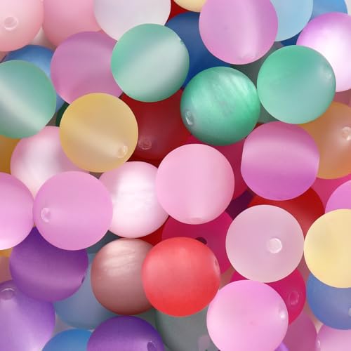 25pcs Resin Transparent Frosted Beads 16mm Cat Eye Circular Rubber Bead Spacer Bead DIY Making Friendship Bracelet Phone Chain Keychain Pen Beads Accessories (Light Mixed Color) - color: Light Mixed color