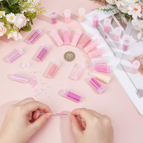 SUNNYCLUE 12 Jars 120G 2mm Glass Seed Beads Pink Seed Beads Purple 12/0 Small Round Glassy Crystal Friendship Waist Loose Spacer for Jewelry Making DIY Necklace Bracelet Jewelry Making Supplies Crafts - color: Pink, size: 2mm