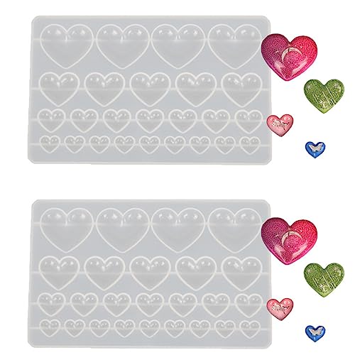 2 Pcs Heart Silicone Mold, Mixed Size Heart-Shaped Casting Jewelry Mold for Making Earrings & Jewelry Making Crafting Projects - color: mix-heart
