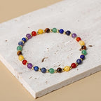 QOGIR 14k gold Handmade Healing Bracelet, Natural Gem Stone Crystal Elastic Gold Bracelet - color: 7 Chakra - Activate The Chakras, size: 4m