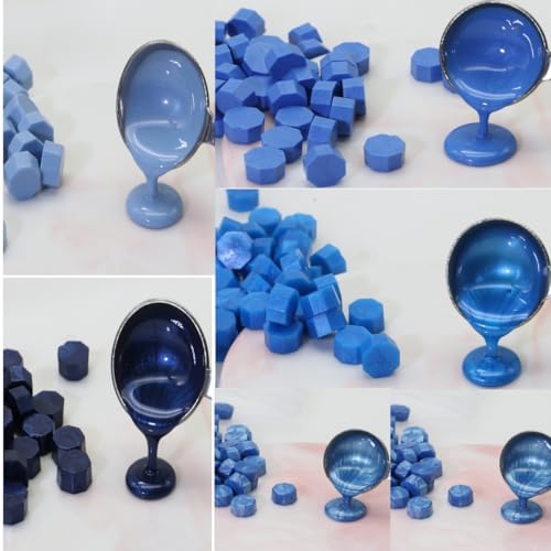 Sealling Wax Atopbb 250Pcs Blue Mix Sealing Wax Beads for WaxSeal Stamp, Blue WaxSeal Beads Set with 5 Colors Perfect for Gift Sealing, Letter WaxSealing (250, Blue Mix) - color: Blue Mix