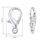 HDSupplies 50 Pieces - Lobster Clasps - Bright Silver Tone - 21x12mm w/ 2mm Hole - color: Bright Silver Tone, size: 21x12mm