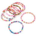 Elecrelive Glass Round Beaded Bracelet Set Clay Beaded Bracelets Stretch Bracelets - color: Mix 8 Colors