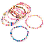 Elecrelive Glass Round Beaded Bracelet Set Clay Beaded Bracelets Stretch Bracelets - color: Mix 8 Colors