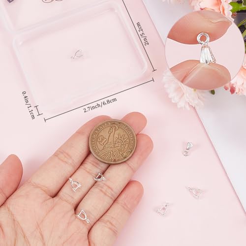 Beebeecraft 1 Box 8Pcs Ice Pick Pinch Bails Sterling Silver Charms Clasps Dangle Pendant Connector for DIY Earring Necklace Jewellery Making - color: Silver#6