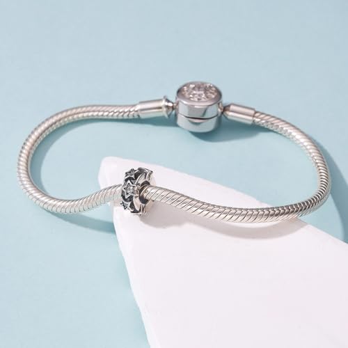 925 Sterling Silver Spacer Charm Bead with Clear CZ for Pandora Charms Bracelets - color: Star Stopper Beads