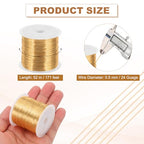 PATIKIL 24 Guage/ 0.5 mm 171 Feet Jewelry Craft Wire, Copper Beading Wires with Plier for Beading Jewelry Making Supplies Earrings Bracelets Accessories Sculpture Gardening, Rose Gold - size: 171 feet x 24 Guage