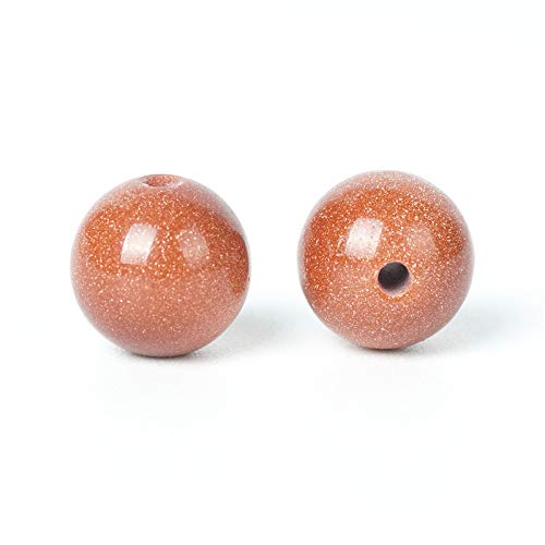 100Pcs Natural Stone 6mm Golden Sand Stone Round Loose Gemstone Energy Healing Beads Hole Size 1mm DIY Smooth Beads for Bracelet Necklace Earrings Jewelry Making - color: Golden Sand Stone, size: 6mm