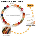 BOMAIL 4PCS Chunky Acrylic Beads Necklaces for Women Boho Colorful Resin Bead Choker Necklaces Set Big Bead Choker Necklace Fashion Trendy Summer Beach Necklaces Jewelry - color: A