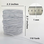 LUSTEMBER Elastic String for Bracelets, 1 mm x 110 Yards Sturdy Stretchy Elastic Cord for Jewelry Making, Necklaces, Beading - White - size: White