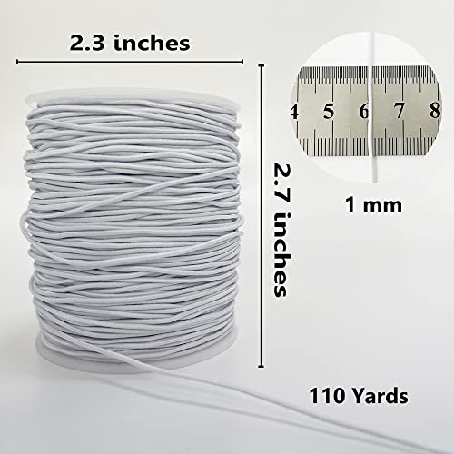 LUSTEMBER Elastic String for Bracelets, 1 mm x 110 Yards Sturdy Stretchy Elastic Cord for Jewelry Making, Necklaces, Beading - White - size: White