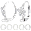 Beebeecraft 1 Box 20Pcs Flower Leverback Earring Findings Platinum Plated Brass French Earring Hooks with 20Pcs Jump Rings for DIY Jewellery Making - color: 20pcs Platinum Plated # 4