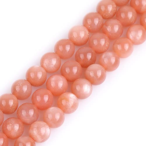 Gem-Inside 8mm Natural AAA Grade Orange Sunstone Gemstone Round Loose Beads for Jewelry Making 15 Inches - color: Aaa Orange Sunstone, size: 8mm