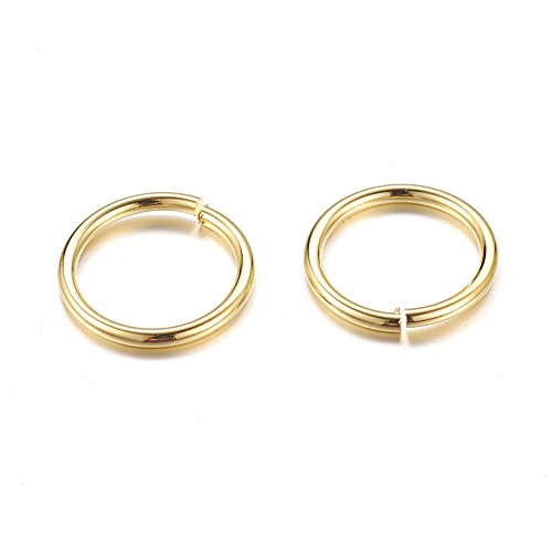 Kissitty 50g Brass Golden Plated Open Jump Rings 10mm Outside Dia. Round 18 Gauge Chainmail Jewelry Making Connectors (About 285pcs) - color: Golden#10mm