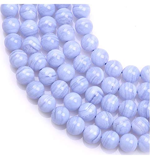 60pcs Adabele Natural Blue Lace Agate Healing Gemstone 6mm Round Loose Beads Gem Stone Spacer for DIY Craft Jewelry Making GE11-6 - color: Blue Lace Agate, size: 6mm (60pcs/1 Strand)