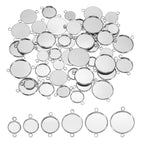 PATIKIL Pendant Trays for Jewelry Making, Blank Pendants Iron Double-hanging Bezel Settings Flat Base for Necklace Bracelet Charm - color: White Gold Tone