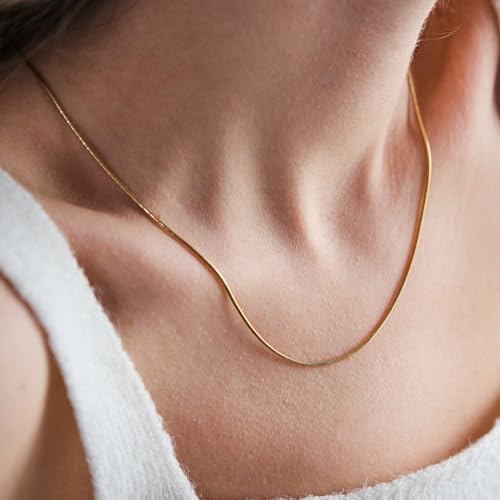 CHESKY Gold Necklace for Women-14K Plated/S925 sterling silver Snake Chain Necklace Dainty Simple Chunky Herringbone Necklace Gold Choker Necklaces Jewelry for Women Mothers Day Gifts for Mom - color: gold, style: 1.5mm 16.5 inch snake