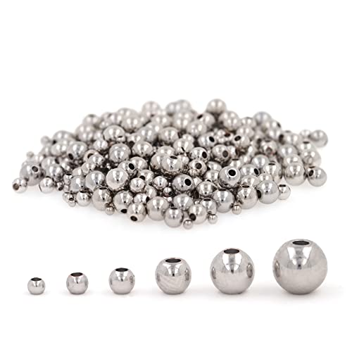 200pcs Silver Filled Spacer Beads that Do Not Fade Easily Smooth Round Beads Seamless Ball Beads Brass Loose Beads Metal Beads for DIY Necklace Bracelet Jewelry Making (Silver-4mm) - size: Silver-4mm