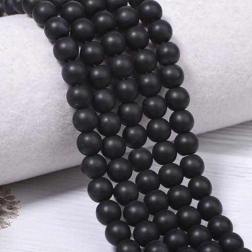 Stone Beads, 45pcs Matte Black Onyx, 8mm Round Loose Beads for Jewelry Making, Bracelets, with Bag, String & Card - color: Matte Black Onyx, size: 8mm