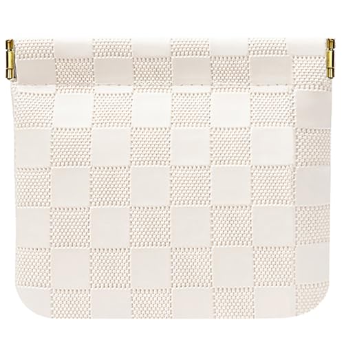 Leather Pocket Cosmetic Bag for Purse,Coin Purse Lipstick Cosmetic Accessories Organizer, Travel Kit Storage Pouch,Waterproof Portable No Zipper Self-closing (White/Small) - color: White/Small