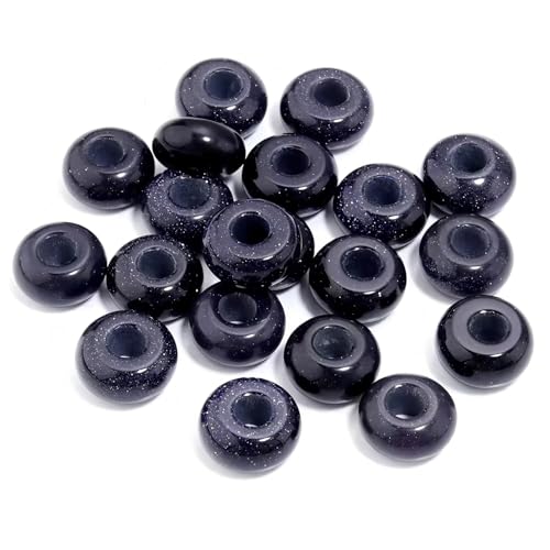 20Pcs Natural Blue Sandstone Large Hole Beads, 8x14mm Rondelle Gemstone Spacer Beads 6mm Big Hole for Jewelry Making, Beading Bracelets, Macrame & Hair Braiding - color: Blue Sandstone
