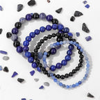 Vinswet 4pcs Beaded Bracelets for Women,Natural Healing Crystal Gemstones Bracelet,Anxiety Stress Relief Bracelet Handmade purple Jewelry Gifts for Women - color: Blue Aventurine&Black Obsidian&lapis lazuli