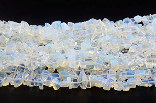 Natural Chip Stone Beads Opalite 5-8mm About 400 Pieces Irregular Gemstones Healing Crystal Loose Rocks Bead Hole Drilled DIY for Bracelet Jewelry Making Crafting (5-8mm, Opalite) - color: Opalite