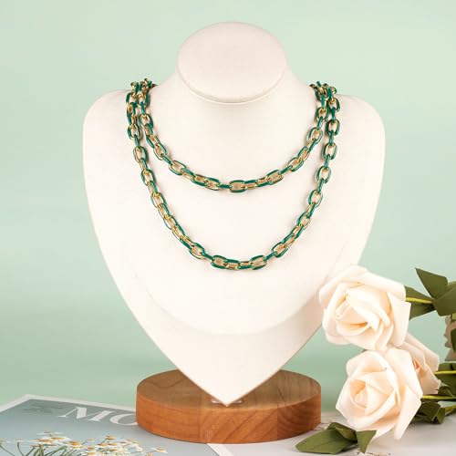 UMAOKANG 6.6 Feet Gold Plated Stainless Steel Chain Green Enamel Paperclip Jewelry Chain Roll Oil Drip Decoration Craft Chains Bulk - color: Green