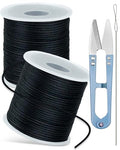 2 Rolls FIVEIZERO Black Elastic Bracelet String Total 330 Feet,1mm,1.2mm,1.5mm Elastic Cord for Beading Stretchy String with Beading Needle for Bracelets, Sewing, Necklace, Jewelry Making and Crafts - size: 1.2MM, style: Black