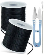 2 Rolls FIVEIZERO Black Elastic Bracelet String Total 330 Feet,1mm,1.2mm,1.5mm Elastic Cord for Beading Stretchy String with Beading Needle for Bracelets, Sewing, Necklace, Jewelry Making and Crafts - size: 1.2MM, style: Black