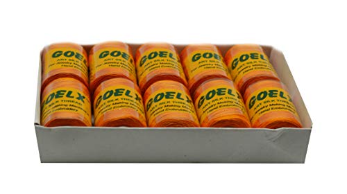 Goelx Silk Thread by Shade No for Jewelry, Tassel Making, Embroidery, Crafts, Shiny Soft Thread Spools - Orange - 61 D - color: Orange - 61 D